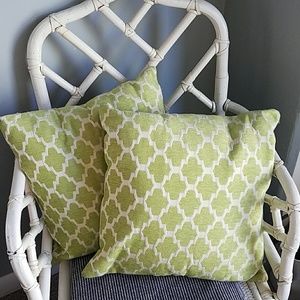 Pier 1- set of 2 green trellis pillows